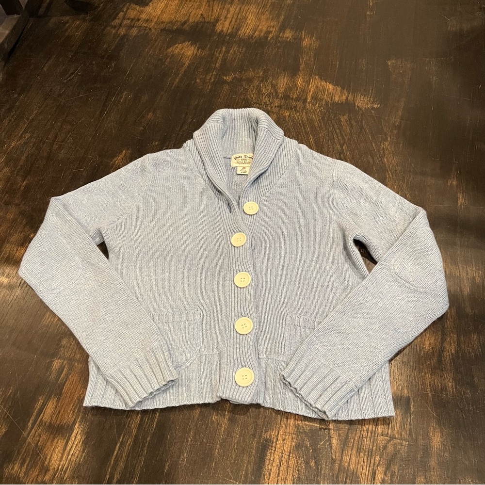 Polo Jeans 1967 Ralph Lauren Preppy Cardigan Sweater Cotton Blend Light Blue M